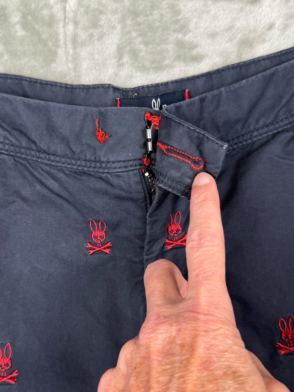 Psycho Bunny Men's Navy Chino Shorts Red Embroidery Logo Cotton Size 38 Summer - Picture 4 of 8